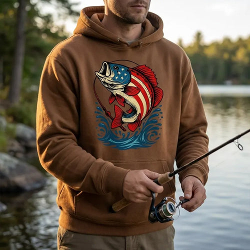 Patriotic Bass Fishing Hoodie
