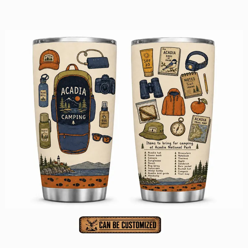 Personalized Acadia National Park Camping Checklist Tumbler