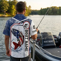 Personalized American Flag Fishing Hawaiian Shirt