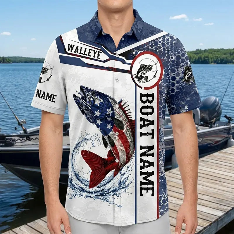 Personalized American Flag Fishing Hawaiian Shirt 2026