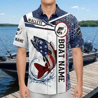 Personalized American Flag Fishing Hawaiian Shirt