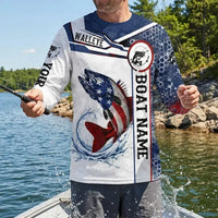 Personalized American Flag Fishing Long Sleeve Shirt