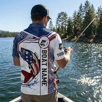 Personalized American Flag Fishing Polo Shirt