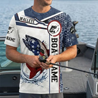 Personalized American Flag Fishing T-Shirt