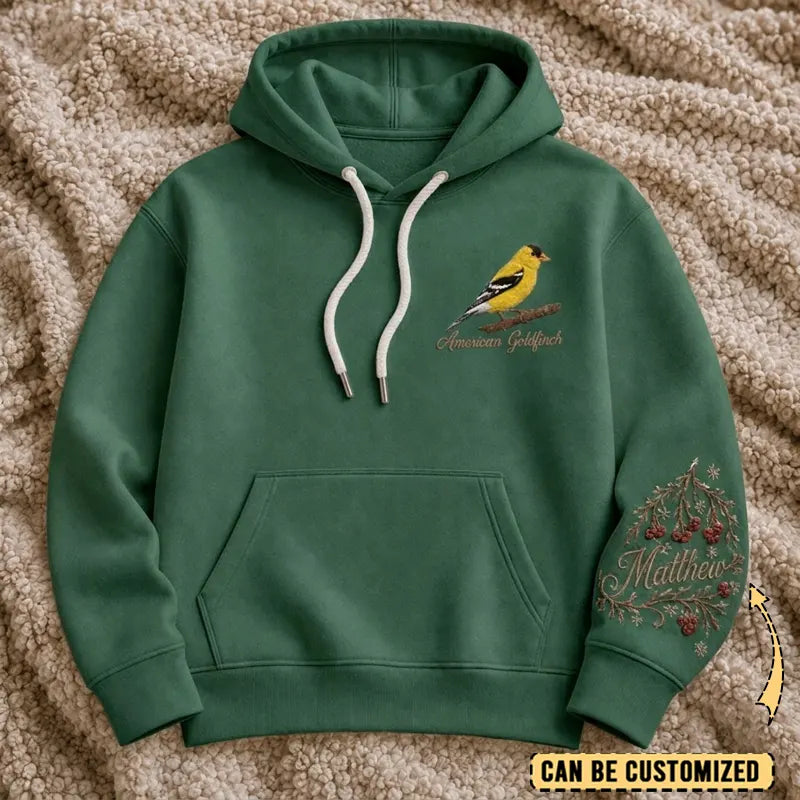 Personalized American Goldfinch Embroidered Hoodie 2026