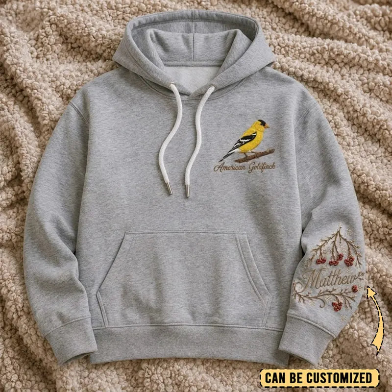 Personalized American Goldfinch Embroidered Hoodie 2026