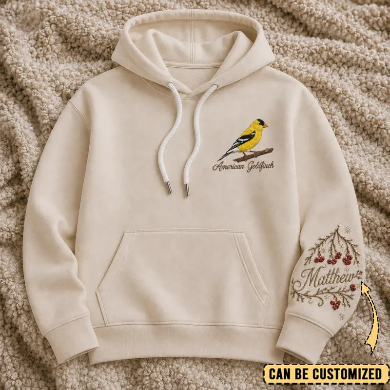 Personalized American Goldfinch Embroidered Hoodie 2026