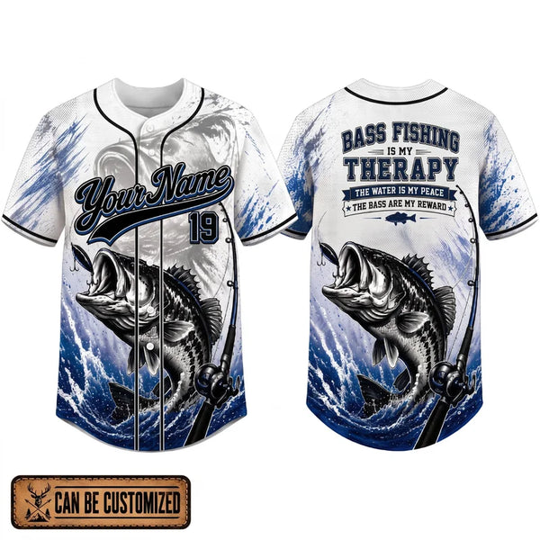 Personalized Bass Fishing Is My Therapy Baseball Jersey 2026