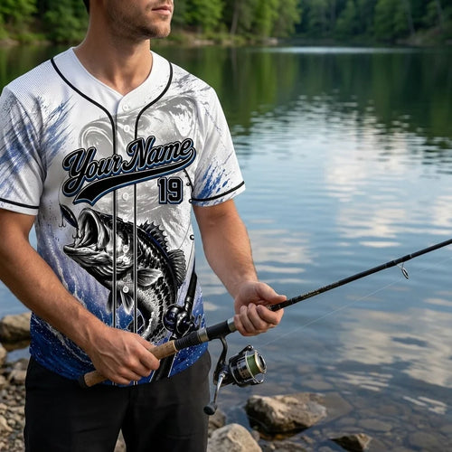 Personalized Bass Fishing Is My Therapy Baseball Jersey