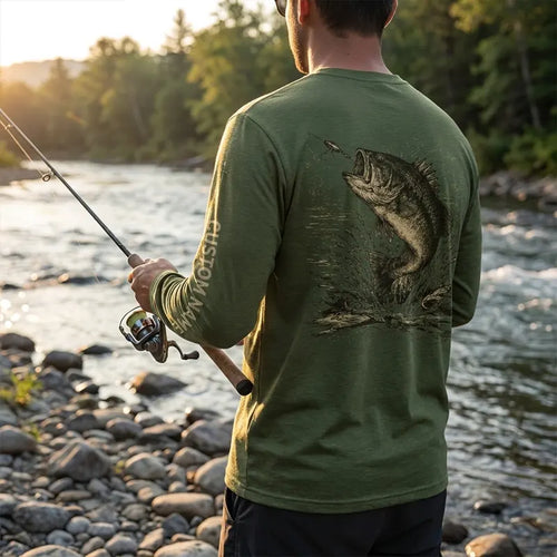 Personalized Bass Fishing Long Sleeve Shirt
