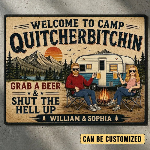 Personalized Camp Quitcherbitchin Camping Doormat