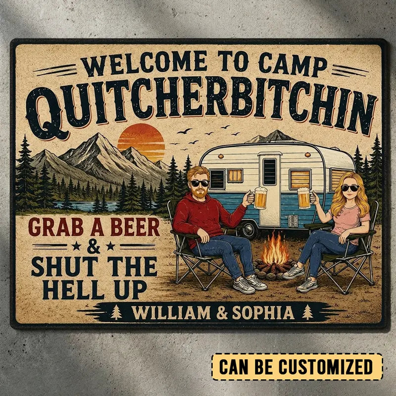 Personalized Camp Quitcherbitchin Camping Doormat