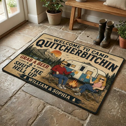 Personalized Camp Quitcherbitchin Camping Doormat