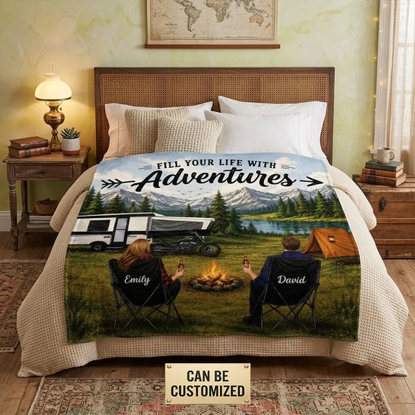 Personalized Fill Your Life With Adventures Camping Blanket 2026