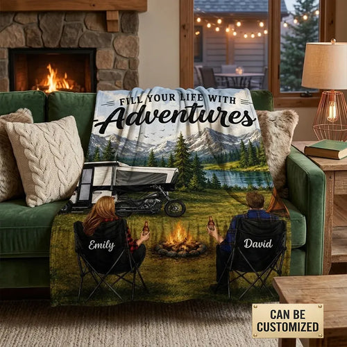Personalized Fill Your Life With Adventures Camping Blanket