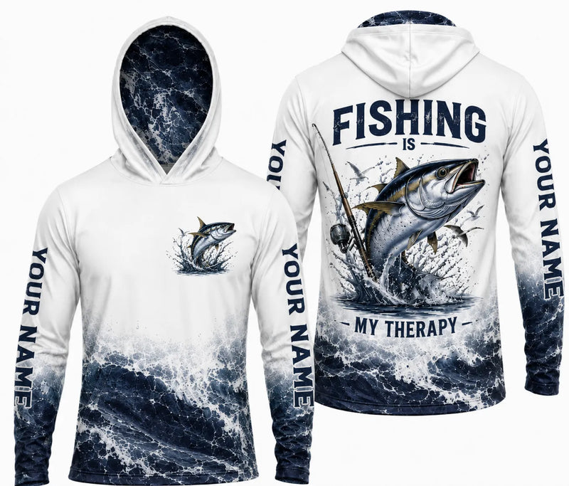 Personalized Fishing Is My Therapy Fishing Hoodie