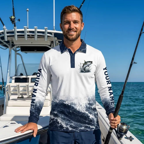 Personalized Fishing Is My Therapy Fishing Polo Long Sleeve Shirt