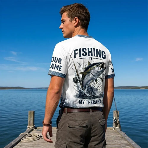Personalized Fishing Is My Therapy Fishing T-Shirt