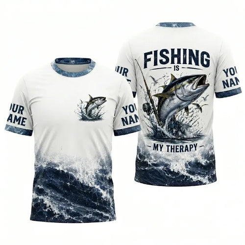 Personalized Fishing Is My Therapy Fishing T-Shirt