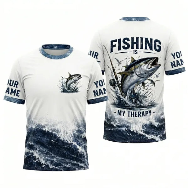 Personalized Fishing Is My Therapy Fishing T-Shirt