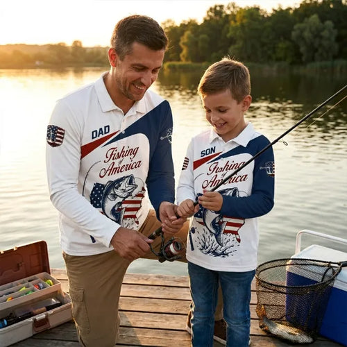Personalized Fishing Of America Polo Long Sleeve Shirt