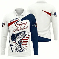 Personalized Fishing Of America Polo Long Sleeve Shirt