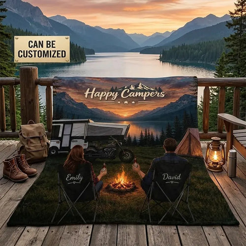 Personalized Happy Campers Camping Blanket