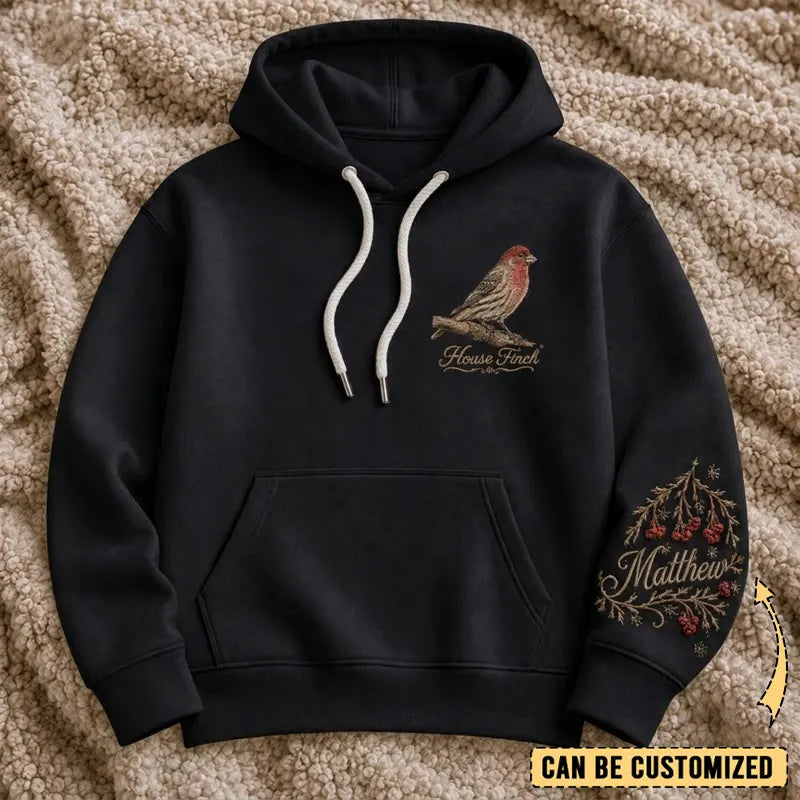 Personalized House Finch Embroidered Hoodie 2026