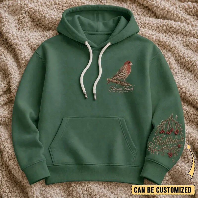 Personalized House Finch Embroidered Hoodie 2026