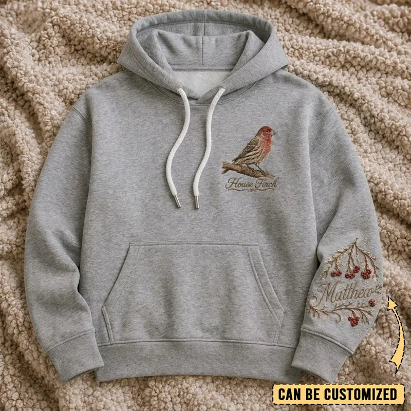 Personalized House Finch Embroidered Hoodie 2026