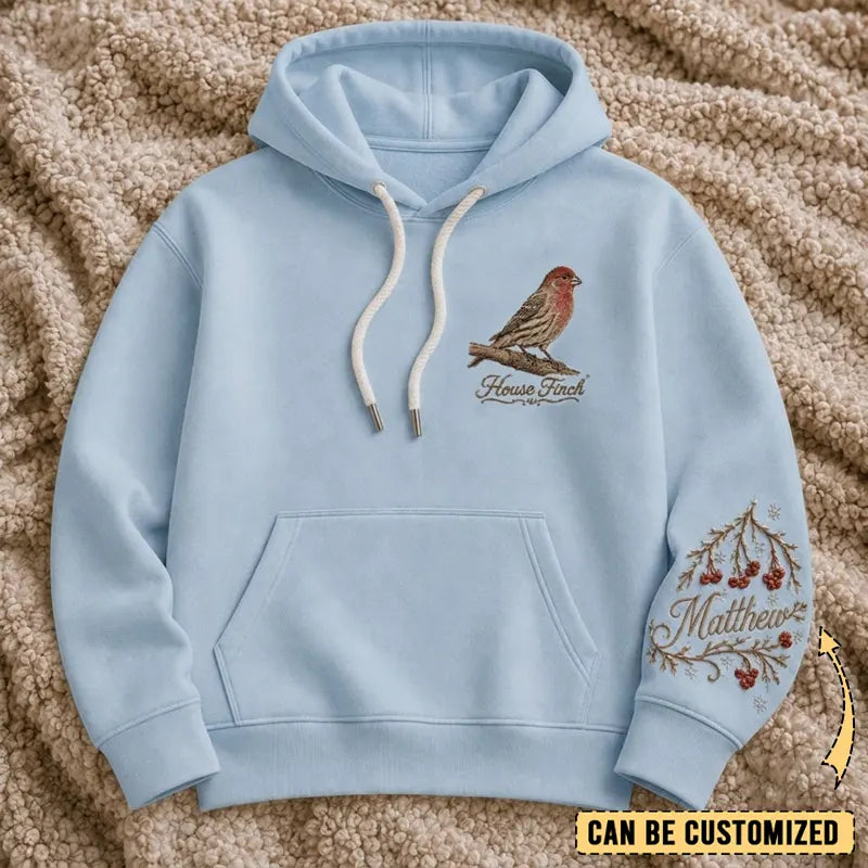 Personalized House Finch Embroidered Hoodie 2026