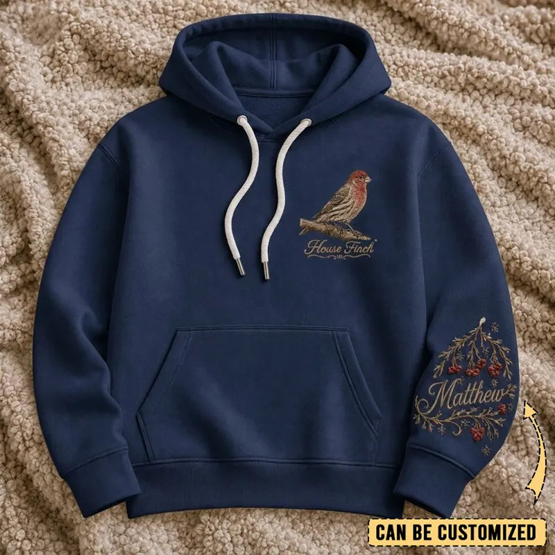 Personalized House Finch Embroidered Hoodie 2026