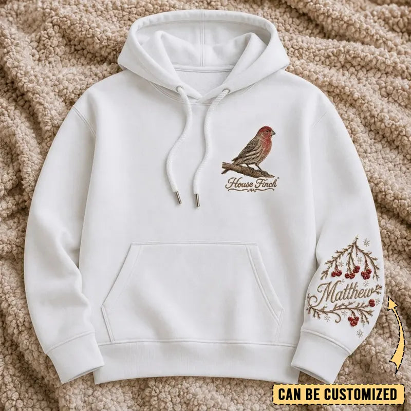Personalized House Finch Embroidered Hoodie 2026