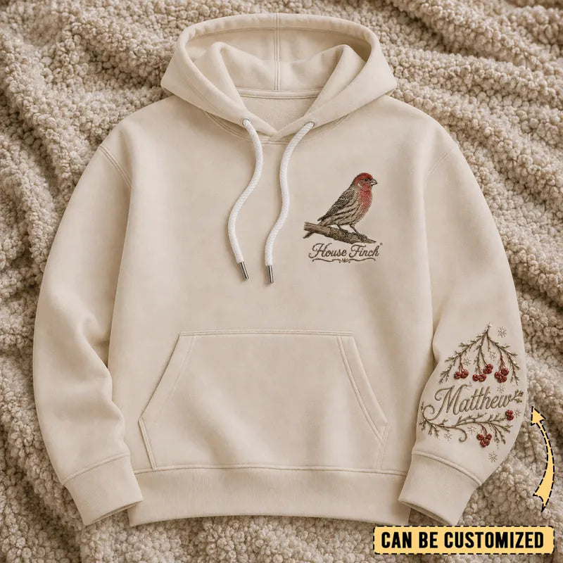 Personalized House Finch Embroidered Hoodie 2026