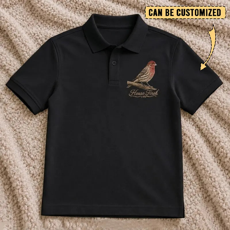 Personalized House Finch Embroidered Polo Shirt 2026