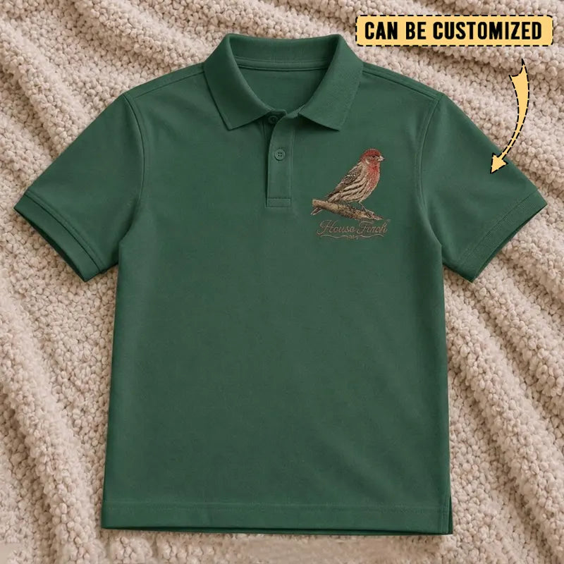 Personalized House Finch Embroidered Polo Shirt 2026