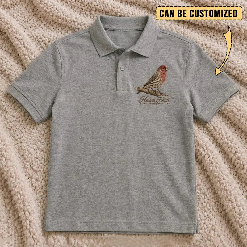 Personalized House Finch Embroidered Polo Shirt 2026