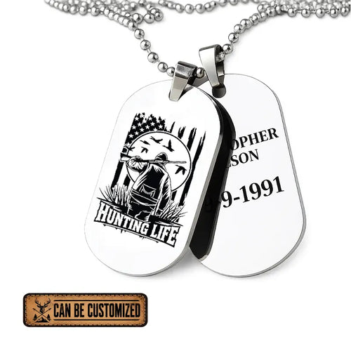 Personalized Hunting Life Double Dog Tag Necklace