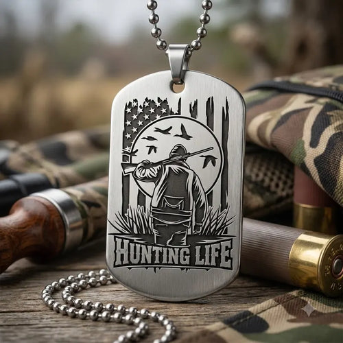 Personalized Hunting Life Double Dog Tag Necklace