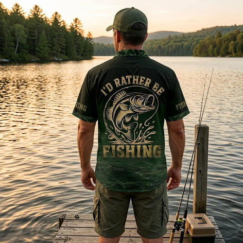 Personalized I'd Rather Be Fishing Hawaiian Shirt