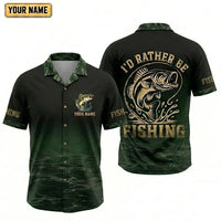 Personalized I'd Rather Be Fishing Hawaiian Shirt