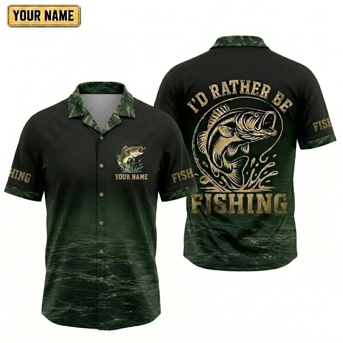 Personalized I'd Rather Be Fishing Hawaiian Shirt