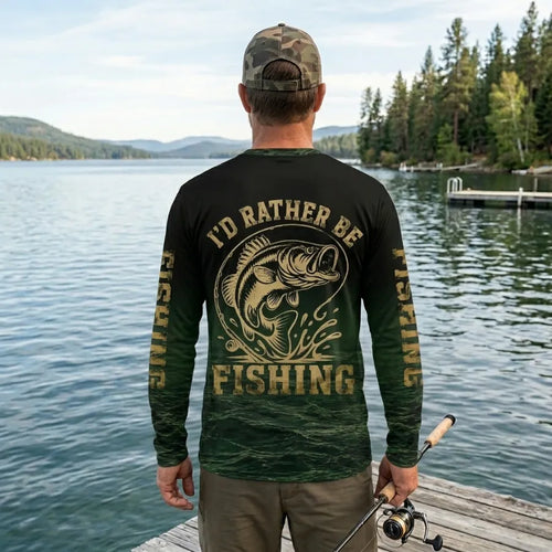 Personalized I'd Rather Be Fishing Long Sleeve Shirt