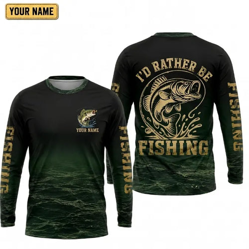 Personalized I'd Rather Be Fishing Long Sleeve Shirt