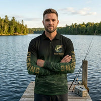 Personalized I'd Rather Be Fishing Polo Long Sleeve Shirt