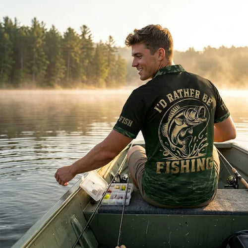 Personalized I'd Rather Be Fishing Polo Shirt