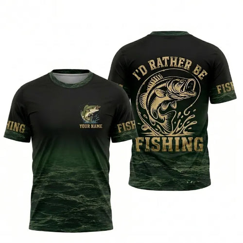 Personalized I'd Rather Be Fishing T-Shirt