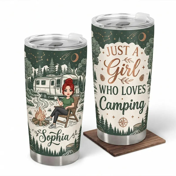 Personalized Just A Girl Who Loves Camping Tumbler