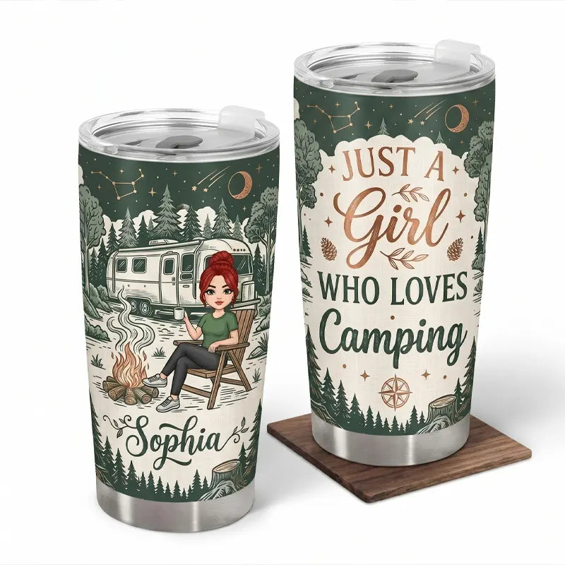 Personalized Just A Girl Who Loves Camping Tumbler
