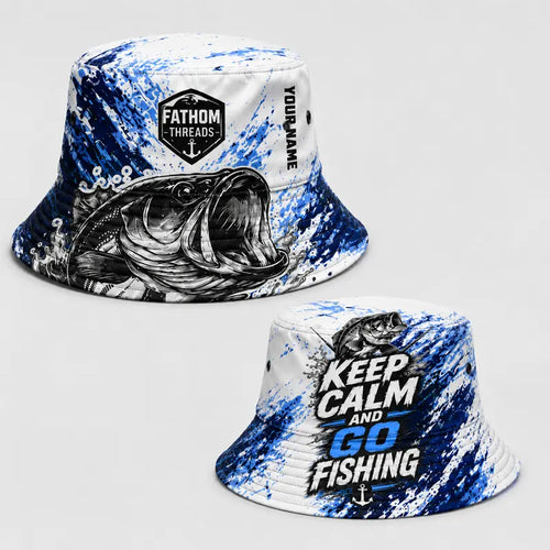 Personalized Keep Calm And Go Fishing Bass Fish Bucket Hat